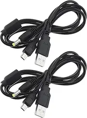 ECSiNG 2PCS 2 in 1 USB Data Charging Cable Charger Compatible with Sony PSP 1000 2000 3000 Console Portable Replacement Data Transfer & Power USB Cable Lead 1.2m