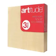 3pc Artitude Canvas Panel Board Thick 12x12" Painting/Drawing Artist Accessory