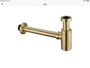 Orhemus Brass Round Bottle P Trap, Basin Sink Waste Trap Drain Tube Kit Adjusts