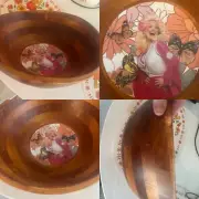 HANDMADE BOUTIQUE ONE OF A KIND DOLLY PARTON MIXED MEDIA ART WOODEN DECOR BOWL