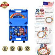 3-Way Manifold Gauge Set with 5FT Hoses - Perfect for Automotive A/C Maintenance