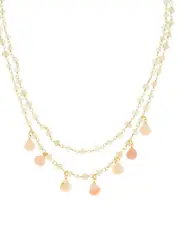 Rachel Reinhardt Vermeil Pink Opal & White Chalcedony Dangle Necklace