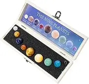9X 9 Planets,Natural Gemstone Set, Crystals with Wooden Box,Creative Gift Desk Decorations