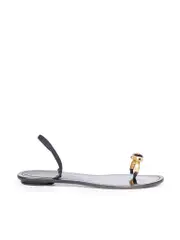 Black Suede Strap Ring Sandals