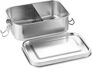 Stainless Steel Bento Box Adult 1200ml Large Capacity 304 Square Lunch Box with Dividers Easy to Clean Snack Box Container Single Layer Bento Box for Outdoor Use