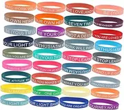 BESPORTBLE 60pcs Motivational Quote Wristbands Inspirational Silicone Bracelets for Unisex DIY Bands for All Ages Comfortable Stretch Design for and Celebrations