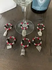 Set of 6 NEW Wine Glass Charms - Wine Themed - Handcrafted Great Gift