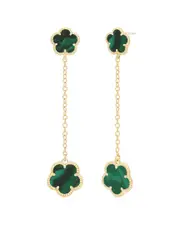 Jankuo Flower 14K Synthetic Emerald Post Earrings NoSize NoColor