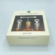 Royal Limited Crystal Bar Set Corkscrew & Two Stoppers Vintage