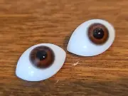 ANTIQUE FRENCH Brown GLASS EYES pinch back FOR FRENCH OR GERMAN DOLLS, 20MM