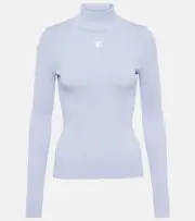 [Courreges] Courrèges Logo ribbed-knit turtleneck sweater AU 10 blue