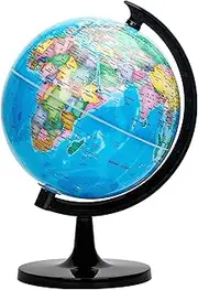 EXERZ 25cm World Globe Political Map - Educational Geographic Globe - Self Assembled School Globe - 25cm Diameter