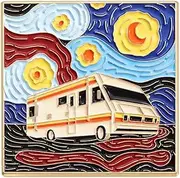 [Pinstant] Breaking Bad TV Show The Krystal Ship RV Recreation Vehicle Car Van Better Call Saul Starry Night Van Gogh Painting Art Mashup 1.6" Enamel Pin Badge, 1.6 Inches, Enamel, enamel