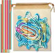 Sensory Activity Board ，Silicone Fidget Toy for Calming, Quiet Sensory Toys for Kids 3+ & Adults, Stress/Anxiety/ADHD & Autism Calming Toy , Includes Travel Bag & 18 Strings（Ocean Series：Sea Turtle）