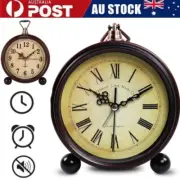 Vintage Alarm Clock Silent Non Ticking Analog Small Table Clock Battery Powered