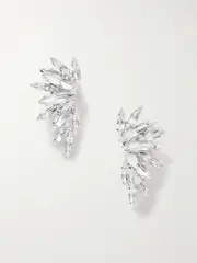 [Magda Butrym] Magda Butrym - Silver-tone Crystal Clip Earrings - One size One size Silver
