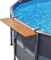 POOLHACKER Pool Bar - Original Nordic Pine, Exclusively for Above-Ground【Round & Oval 】 Pools, Fits 3.7 Inch or Less Top Rail, Swim Up Bar Pool Shelf Above Ground Pool Side Bar