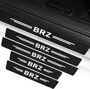 4Pcs for BRZ Car Door Sill Protectors, Carbon Fiber Leather Door Sill Sticker, Car Door Scuff Plate Door Entry Guard Threshold Scratch Protection Sticker Decoration
