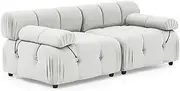 Foret 2 Seater Sofa Modular Arm Seat Tufted Velvet Lounge Couch Chaise Beige