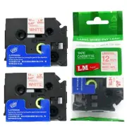 2/Pack 12mm Red on White Tape for P-touch Model PT2300, PT-2300 Label Maker