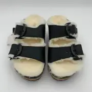Birkenstock New w/ Box Pap Nora Big Buckle Black/Shearling Eggshell Leather Nar