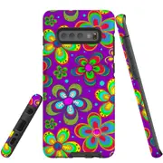 For Samsung Galaxy S10+ Plus Case, Shielding Back Cover,Purple Floral Design