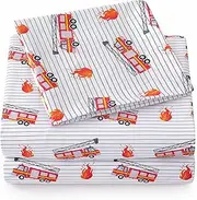 1500 Supreme Kids Bed Sheet Collection - Fun Colorful and Comfortable Boys and Girls Toddler Sheet Sets - Deep Pocket Wrinkle Free Soft and Cozy Bedding - Twin, Fire Engine