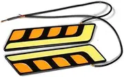 2Pcs Dual Color LED Bulbs White Amber Car COB Daytime Running Lights Turn Signal Light DRL Waterproof Auto Fog Lamp 12V