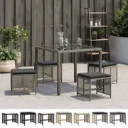 Garden Stools with Cushions 4 pcs Light Grey 41x41x36 cm Poly Rattan Multi Colours vidaXL