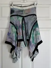 CLASS by Roberto Cavalli Green Patchwork Print Silk Gonna Skirt Size US 4
