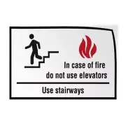 Horizontal Vinyl Stickers In Case of Fire Do Not Use Elevators Use Stairways