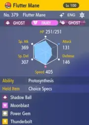 Pokemon Scarlet and Violet 6iv Shiny Max EV Flutter Mane