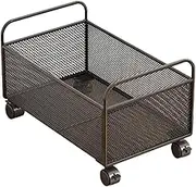 Folpus Rolling File Cart Mesh Hanging File Organizer with Wheels with Handle Rolling Organizer Storage Cart for Toys Folders School, 48x25x30cm