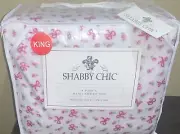 Shabby Chic Rachel Ashwell Pink Bows/Floral Super Soft Plush 4pc KING Sheet Set