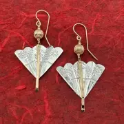 Sterling Silver and Gold Fan Earrings/Handcrafted by Sassi LaMuth Jewelry