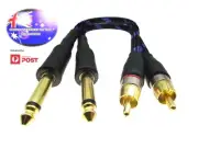 From OZ Quality 1/2/5PC 6.35mm 1/4" Male TS Mono Plug To RCA Male Cable Lead +FP