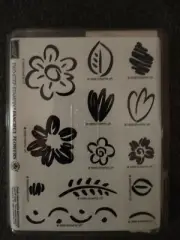 Stampin Up Fanciful Flowers Leaf Bud Stem Two Step Stamping NEW