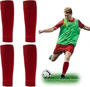 [SKHAOVS] 2 Pairs Football Sock Sleeves, Sock Sleeve Football, Elastic Soccer Shin Guards Sleeves, Leg Sock Sleeve, Football Sock Sleeves for Men, for Football Running Or Training Beginner