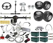 Rear Differential Axle Kit 48V 1000W Electric Motor Controller Battery Hydraulic Brake 11x7.10-5 Wheels Tires DIY Parts For Go Kart Golf Cart ATV Quad Buggy Trike Tricycle 4 Wheeler (30" Axle)