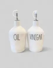 Rae Dunn Oil & Vinegar Cruets Set of 2 Ceramic Olive Oil Dispenser Farmhouse New