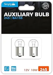 Simply S245BL R10W Auxiliary Bulb Blister, 12V 10W, Base BA15S, High Performance and Maximum Visility, Provide Drivers with more time to React to Changes in Traffic Situations