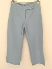 ESCADA NWT Stretch Cotton Cropped Pant Trouser Light Blue Side Slit SZ 36 / US 6