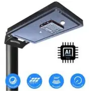 eLEDing EE812W-AI8 Solar Power Dusk to Dawn Black Aluminum Outdoor Integrated...