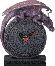 Purple Dragon Laying on Celtic Design Clock Fantasy Home Desk Decoration