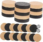 QUMIIRITY Chess Pieces Chess Set Accessory Wooden Checkers Round Shape Easy to Carry