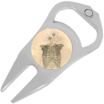 Ribs Flowers Bones Golf Ball Marker Divot Repair Tool Bottle Opener