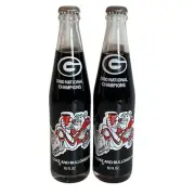 Pair of Vintage 1980 National Champions Coke and Bulldogs 10 oz Full Bottles UGA