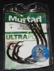 4 Mustad 39948NPBN-120 Ultra Point Size 12/0 Demon Wide Gap Circle Hooks