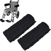Chair Armrest Covers, Stretchable Memory Foam Wheelchair Cushions Sheepskin Armrest Pads Desk Office Chair Arm Pads Soft Support Wheelchair Accessories for Office Chair Gaming Chairs Black (1 Pair)