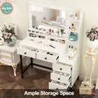 White Dressing Table with 11 LED Lights Mirror Vanity Make up Desk Set 5 Drawers